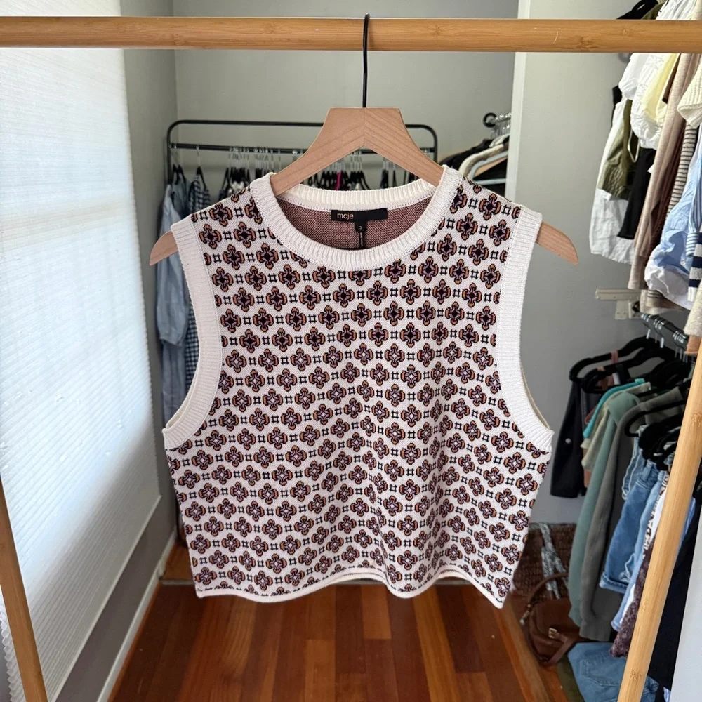 Maje jacquard sleeveless jumper - Picture 2 of 6